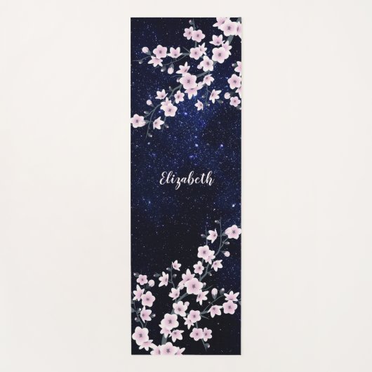 Tapis De Yoga Monogramme ciel étoilé rose Fleur de cerisier (Devant)