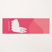Tapis De Yoga Monogramme Cute Funny Alpaca Llama en rose (Devant (Horizontal))