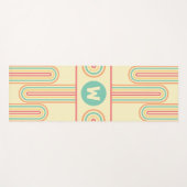 Tapis De Yoga Monogramme d'art de la ligne rétro (Devant (Horizontal))