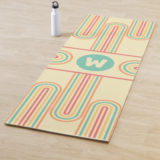 Tapis De Yoga Monogramme d'art de la ligne rétro (En situation)