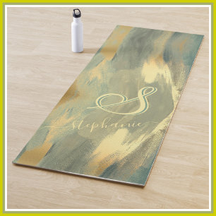 Tapis De Yoga Monogramme de 3 couleurs Yoga M vert moderne