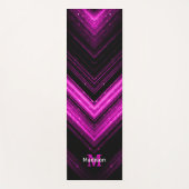 Tapis De Yoga Monogramme de chevron magenta rose brillant métall (Devant)