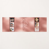 Tapis De Yoga Monogramme de collage photo en or rose (Devant (Horizontal))