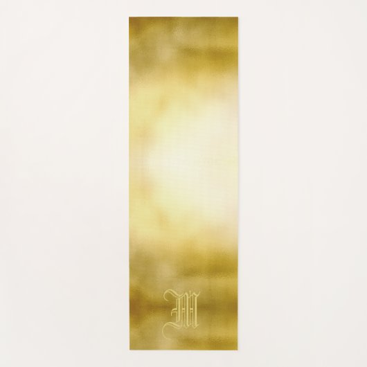 Tapis De Yoga Monogramme de couronne royale brillant or (Devant)