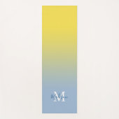 Tapis De Yoga Monogramme de dégradé bleu jaune minimal Nom du sc (Devant)