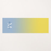 Tapis De Yoga Monogramme de dégradé bleu jaune minimal Nom du sc (Devant (Horizontal))