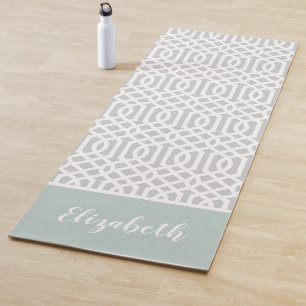 Tapis De Yoga Monogramme de la pinte et des trellis gris Coule