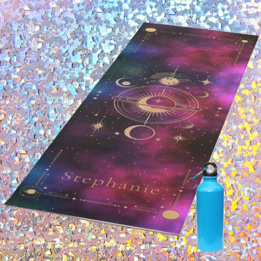 Tapis De Yoga Monogramme de l'Univers céleste Parties scintillan