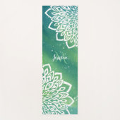 Tapis De Yoga Monogramme de Mandala vert d'Emeraude  (Devant)