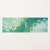 Tapis De Yoga Monogramme de Mandala vert d'Emeraude  (Devant (Horizontal))