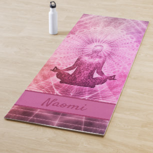 Tapis De Yoga Monogramme de méditation rose pourpre