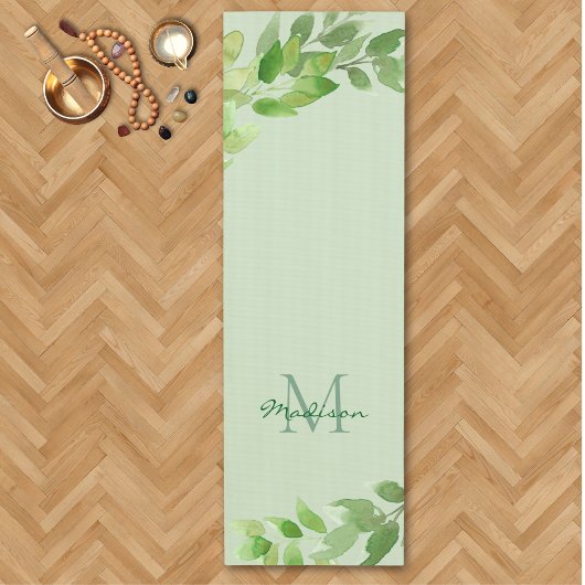 Tapis De Yoga Monogramme de nom vert