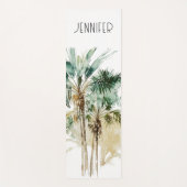 Tapis De Yoga Monogramme de palmiers tropicaux modernes (Devant)