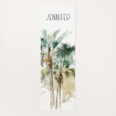 Tapis De Yoga Monogramme de palmiers tropicaux modernes (Dos)