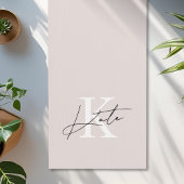 Tapis De Yoga Monogramme de script de main rose moderne