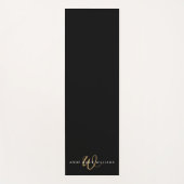 Tapis De Yoga Monogramme de script or noir moderne (Devant)
