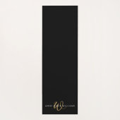 Tapis De Yoga Monogramme de script or noir moderne (Dos)