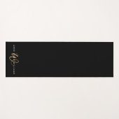 Tapis De Yoga Monogramme de script or noir moderne (Devant (Horizontal))