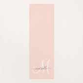 Tapis De Yoga Monogramme de script rose (Devant)
