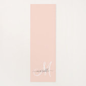 Tapis De Yoga Monogramme de script rose (Dos)
