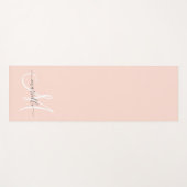Tapis De Yoga Monogramme de script rose (Devant (Horizontal))