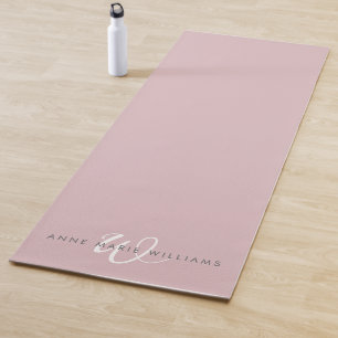 Tapis De Yoga Monogramme de style moderne en blanc lilas poussié