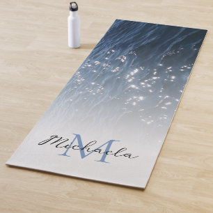 Tapis De Yoga Monogramme des vagues de la mer bleue profonde