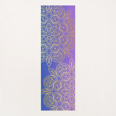 Tapis De Yoga Monogramme doré bleu-violet dégradé Mandala (Devant)