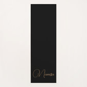 Tapis De Yoga Monogramme élégant noir et or féminin (Devant)