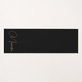 Tapis De Yoga Monogramme élégant noir et or féminin (Devant (Horizontal))