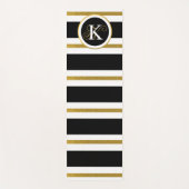 Tapis De Yoga Monogramme Elégant Noir & Or Personnalisé (Devant)