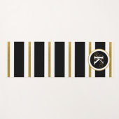 Tapis De Yoga Monogramme Elégant Noir & Or Personnalisé (Devant (Horizontal))