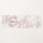 Tapis De Yoga Monogramme en marbre rose Toute initiale et nom pe (Devant (Horizontal))