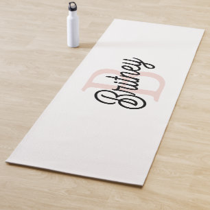 Tapis De Yoga Monogramme et nom personnalisé moderne Pastel Pink