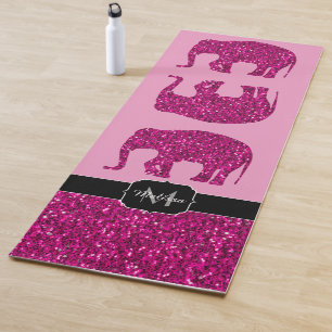 Tapis De Yoga Monogramme étincelant rose étincelant