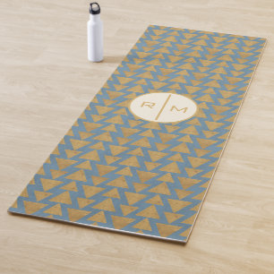 Tapis De Yoga Monogramme Extérieur Geo Step Motif Gold & Blue