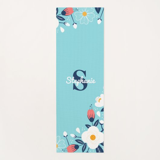 Tapis De Yoga Monogramme floral moderne (Devant)