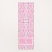 Tapis De Yoga Monogramme floral moderne rose pâle (Devant)