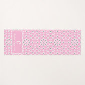 Tapis De Yoga Monogramme floral moderne rose pâle (Devant (Horizontal))