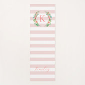 Tapis De Yoga Monogramme floral paradis et rayures (Devant)