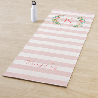 Tapis De Yoga Monogramme floral paradis et rayures