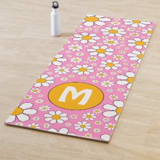 Tapis De Yoga Monogramme floral rétro des années 70