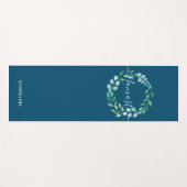 Tapis De Yoga Monogramme Floral Wreath Navy bleu (Devant (Horizontal))