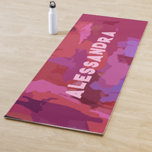 Tapis De Yoga Monogramme girly rouge rose abstrait motif moderne