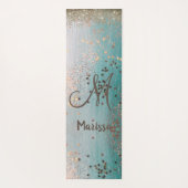 Tapis De Yoga Monogramme Gold Stars sur Turquoise     (Dos)