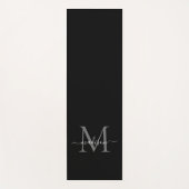 Tapis De Yoga Monogramme gris noir moderne Élégant Script fémini (Devant)