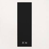 Tapis De Yoga Monogramme initial blanc sur fond noir (Devant)
