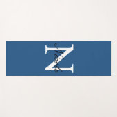 Tapis De Yoga Monogramme initial manuscrit propre nom bleu (Devant (Horizontal))