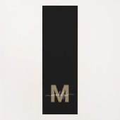 Tapis De Yoga Monogramme Initial Nom Or Noir Moderne Élégant (Devant)