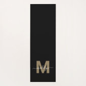 Tapis De Yoga Monogramme Initial Nom Or Noir Moderne Élégant (Dos)